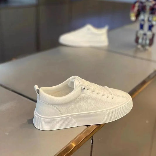 Zapatillas deportivas para hombre, calzado informal, zapatos planos para hombre, zapatillas ligeras de cuero sintético (PU), calzado transpirable, zapatillas deportivas blancas para hombre