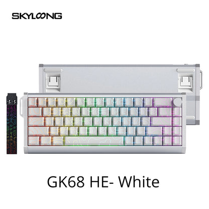 Teclado magnético SKYLOONG GK61/GK68 HE con carcasa de aluminio, 8000hz, RT0.01mm, activación rápida, teclas PBT, retroiluminación RGB y conexión por cable para gaming