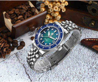 San Martin 37.5mm 40mm Enamel Spiral Vortex Dial Men Luxury Diver Watch Miyota 9015 Automatic Mechanical Waterproof 200m SN0148