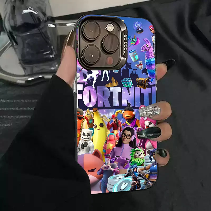 Funda para teléfono F-fornite Game de 1 pieza, carcasa IMD color plata para iPhone 16 15 14 13 12 11 Pro Max Plus