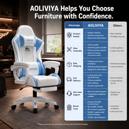Cadeira de Escritório Gaming Reclinável AOLIVIYA para Computador em Casa, Rotativa, com Elevação, Encosto e Apoio para Pés, para Cybercafé e E-Sports