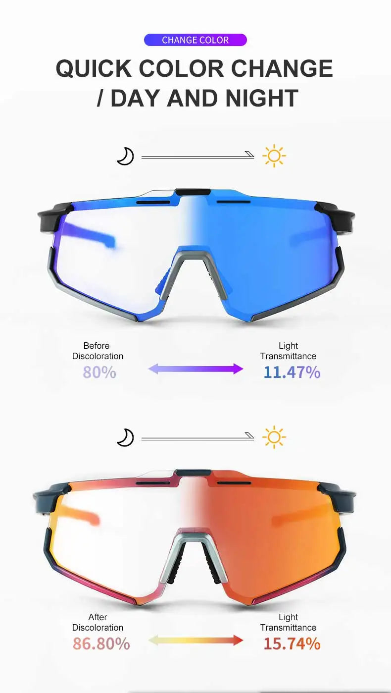 INBIKE Photochromic Cycling Sunglasses Professional Road Bike Riding Glasses for Men Bicycle Windproof Sand Goggles Bike Eyewear
