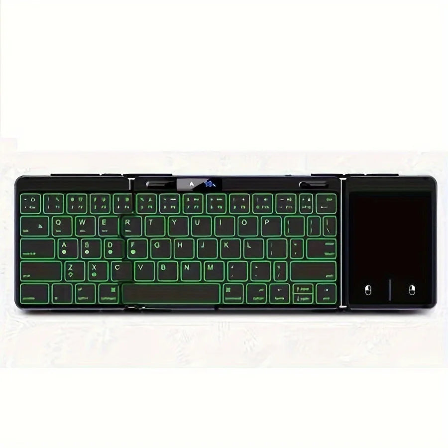 Wireless Folding Keyboard with Backlight RGB Foldable Bluetooth Keyboard with Touchpad Travel Keyboard for iOS Android Mac OS