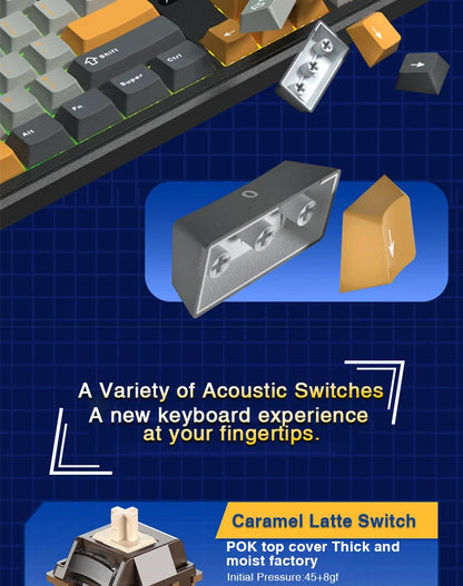 AULA F108 Keyboard 100% Layout 1K Polling Rate Mechanical Gaming Keyboard Hot Swappable Linear Switch with Macro Software