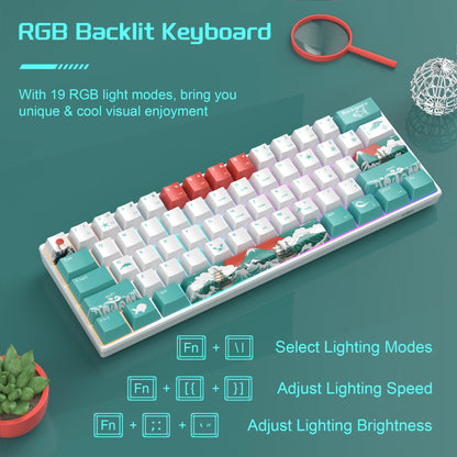 Tastiera gaming meccanica MageGee 60%, RGB, completamente hot-swappable, switch personalizzati, mini tastiera da ufficio a 61 tasti per laptop Win/Mac
