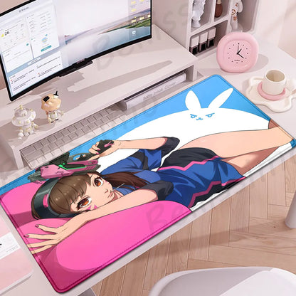 Accesorios Gaming O-Overwatch D-D.va Alfombrilla de Ratón Grande, Alfombrilla para Teclado y Ratón PC, Deskmat XXL Extendida, Alfombrilla Gamer