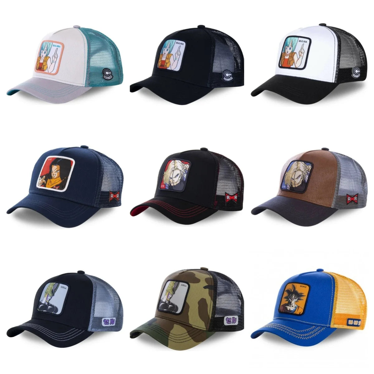 Dragon Ball Buu Goku-kasket – sommerrejse-kasket med skygge til mænd, broderet, hiphop-stil, solskærm, justerbar trucker-meshkasket