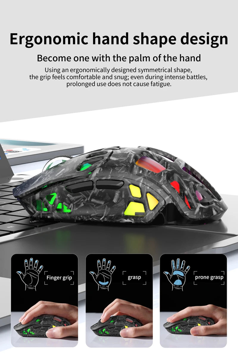Lenovo Tri-Mode -kevyt pelihiiri RGB-lataustelakalla, 12000DPI, 2.4G/Bluetooth/langallinen ergonominen hiiri PC:lle ja kannettavalle tietokoneelle