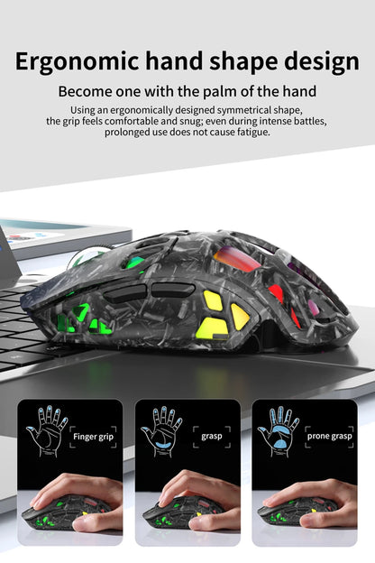 Lenovo Tri-Mode -kevyt pelihiiri RGB-lataustelakalla, 12000DPI, 2.4G/Bluetooth/langallinen ergonominen hiiri PC:lle ja kannettavalle tietokoneelle