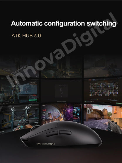 Mouse gaming wireless ATK Dragonfly A9 Ultimate A9 Air PAW3950 ultraleggero ergonomico e-sport per gamer FPS CSGO A9 Ultra