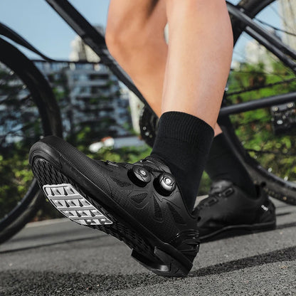Zapatillas de ciclismo de montaña para hombre sin cierre, sin calas, para bicicleta de carretera RB Speed; zapatillas de ciclismo sin calas, tipo sneaker, para pedales planos MTB, mujer