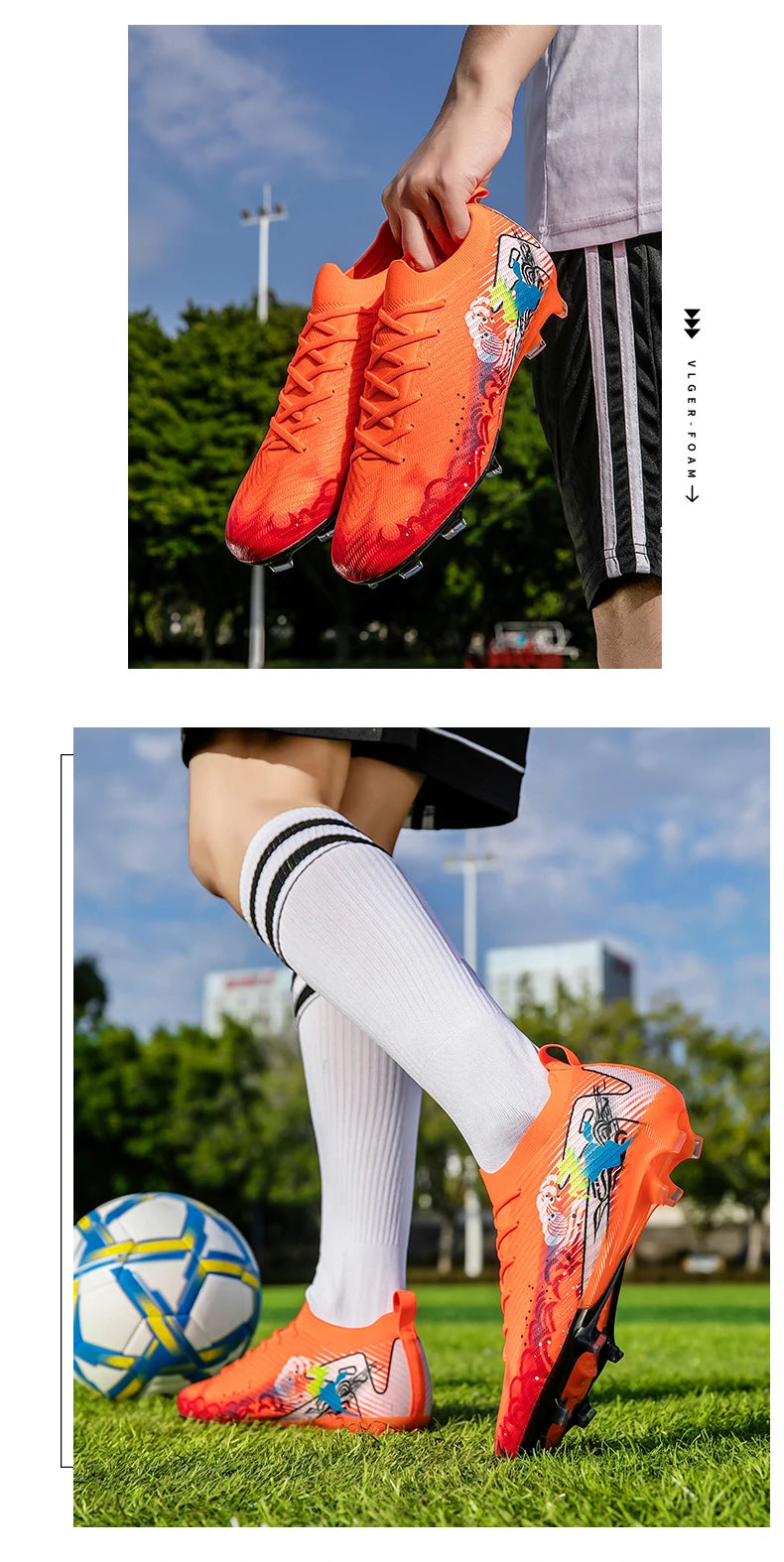 Nouvelles chaussures de football pour hommes, chaussures d'entraînement, chaussures de soccer, crampons longs FG, chaussures d'extérieur antidérapantes, chaussures de match ultralégères, livraison directe
