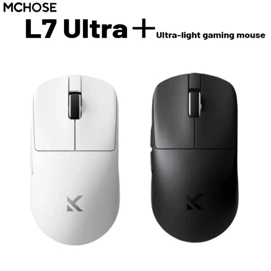 MCHOSE L7 Ultra+ srednje veliki ručni miš za gaming i e-sport, Paw3950, bežični, tri načina rada, lagani uredski računalni miš s dvostrukim pogonom