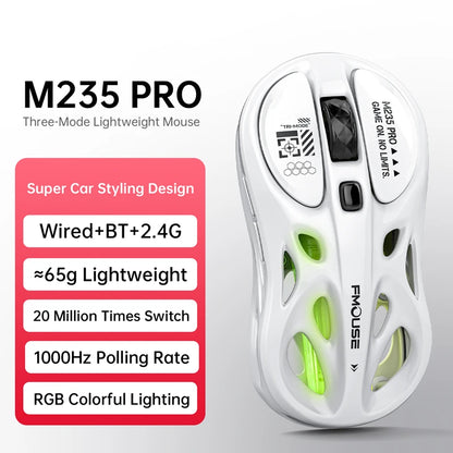 Tri-Mode RGB Gaming Mouse Wireless 2.4G Bluetooth Wired Lightweight Gaming Mouse with Chroma RGB Lighting, 4800 DPI Rechargeable Gaming Mouse for PC & Laptop