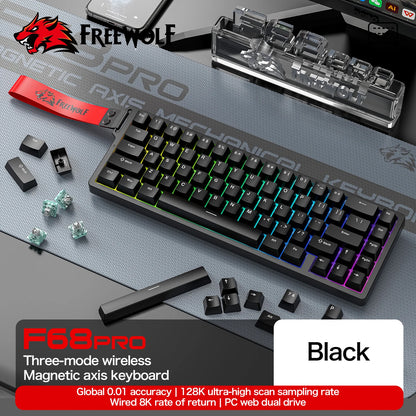 FREEWOLF F68 F68PRO Magnetic Gaming Keyboard Mechanical Wired for Pro Gaming 0.01mm Rapid Trigg 8000Hz SOCD/RS 0.1ms 128K Rate