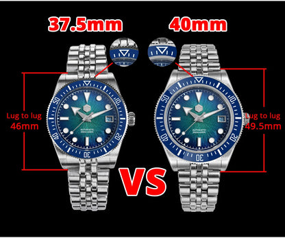 Relógio de mergulho masculino San Martin 37.5mm 40mm Miyota 9015 com mostrador esmaltado, relógio de pulso mecânico automático de luxo, resistente à água 200m SN0148