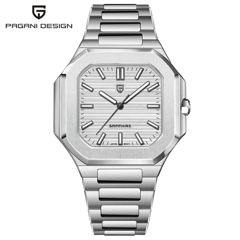 PAGANI DESIGN New V2 Men's Square Quartz Watch Top Luxury Brand Sports Waterproof Sapphire Stainless Steel Quartz Watch