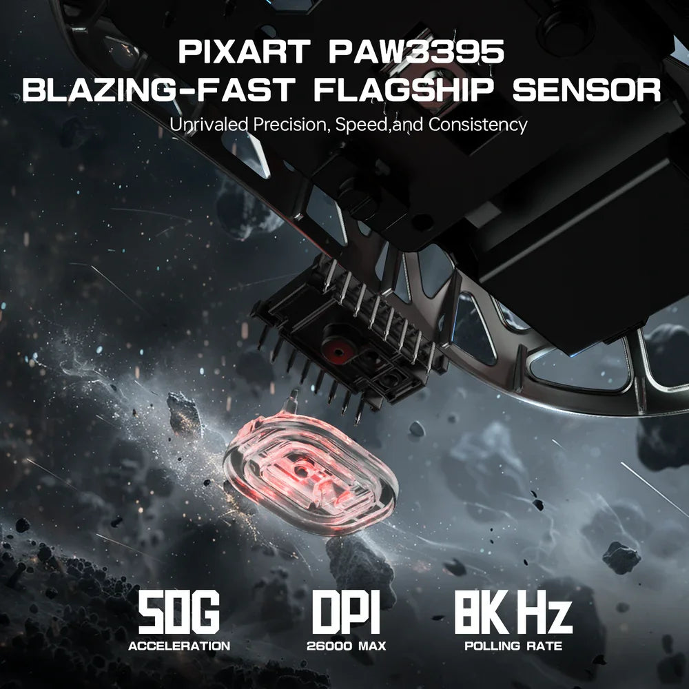 Ratón gaming ATTACK SHARK R3 de aleación de magnesio 8K SUPERLIGHT 8000Hz 6 DPI ajustables hasta 26000 PAW3395 BT/2.4G inalámbrico/con cable
