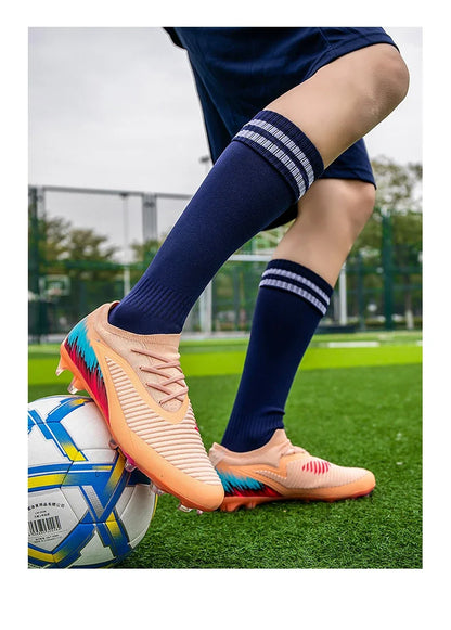 New Men Football Boots Shoes FG Soccer Shoes Non-Slip Cleats Ultralight Soccer Match Long Spikes Outdoor Training Drop Shipping
