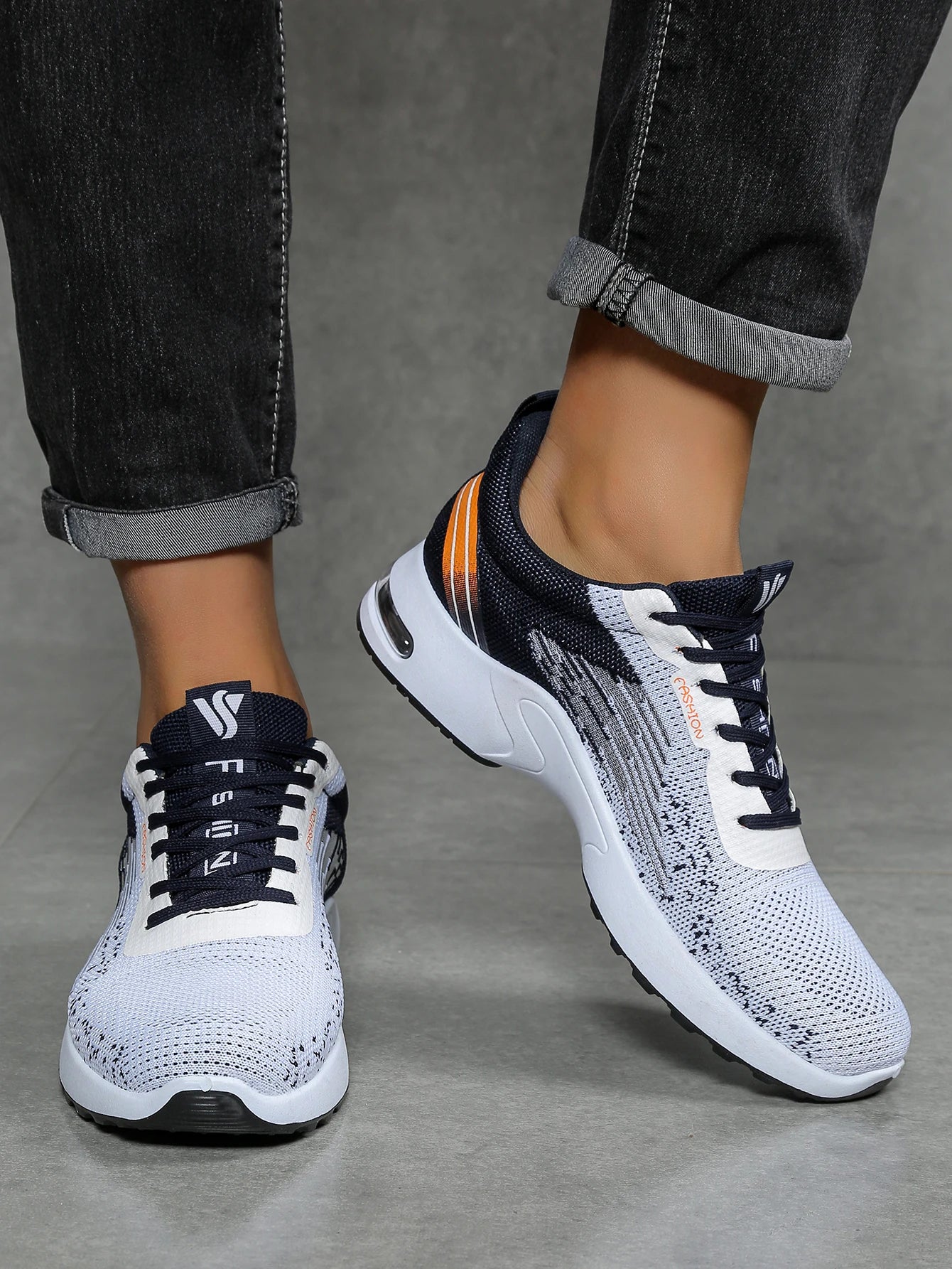 Scarpe da uomo, scarpe casual da uomo, mesh traspirante, ammortizzate ad aria, suola morbida, scarpe sportive alla moda color block
