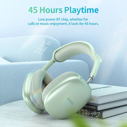 HOCO W35 Air Wireless Bluetooth 5.3 Over-Ear Headphones – Deep Bass Stereo Gaming Headset with Microphone, TF Card & AUX Mode, Waterproof Sports Headphones