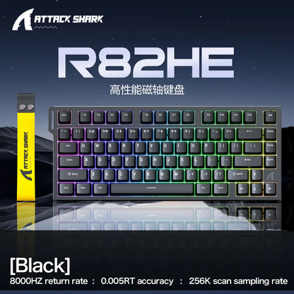 Teclado gaming magnético con cable ATTACK SHARK R82 HE 75% RGB 8000Hz Rapid Trigger, activación de 0.005mm