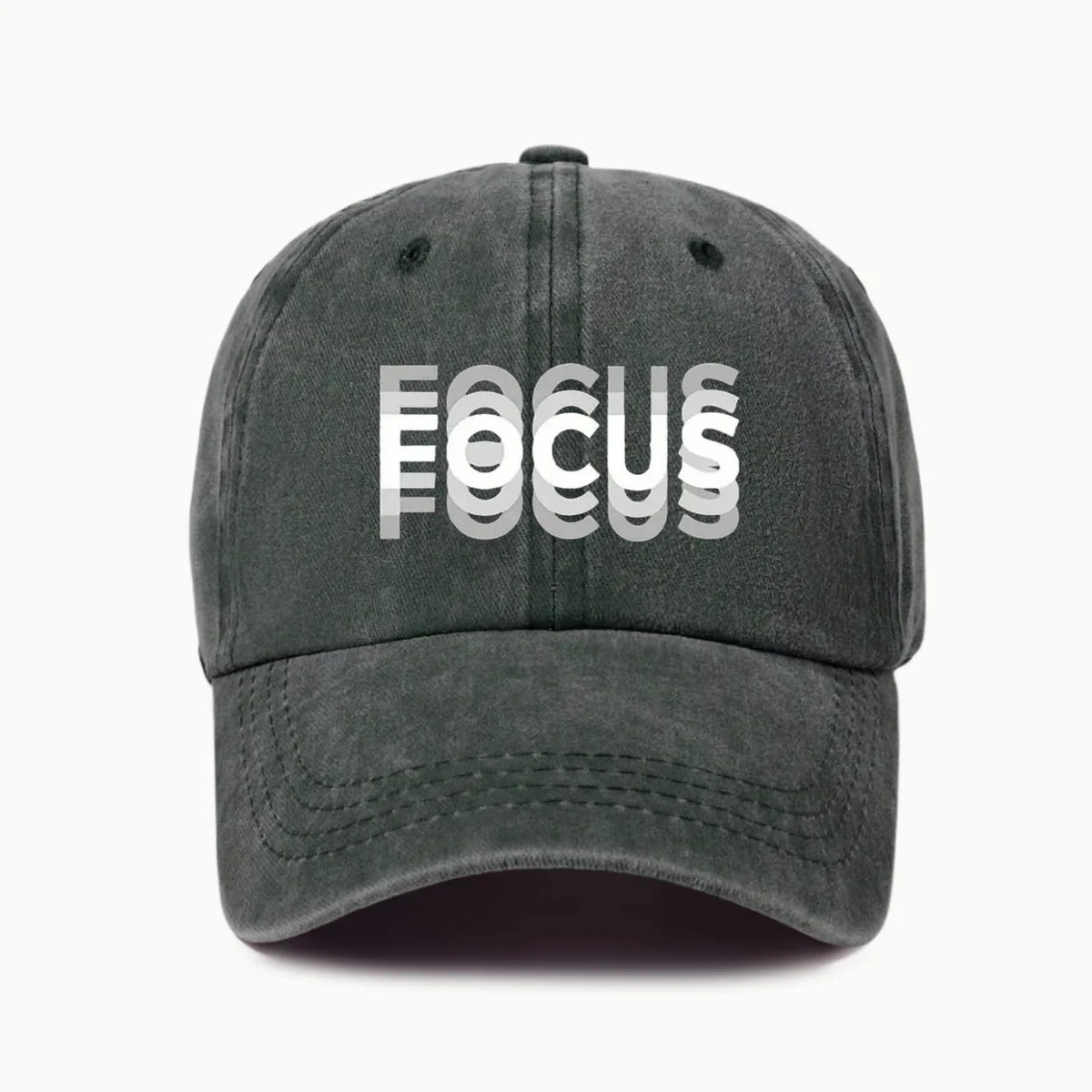 FOCUS Print Cap Washed Cotton Adjustable Classic Style Baseball Cap, Sports Duckbill Hat for Men and Women