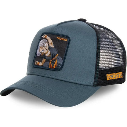 Dragon Ball Buu Goku-kasket – sommerrejse-kasket med skygge til mænd, broderet, hiphop-stil, solskærm, justerbar trucker-meshkasket