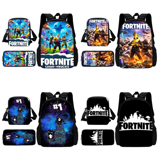 New Game FortniteS Child School Backpack With Shoulder Bag Pencil Bags School Bags for Boys Girls Best Gift