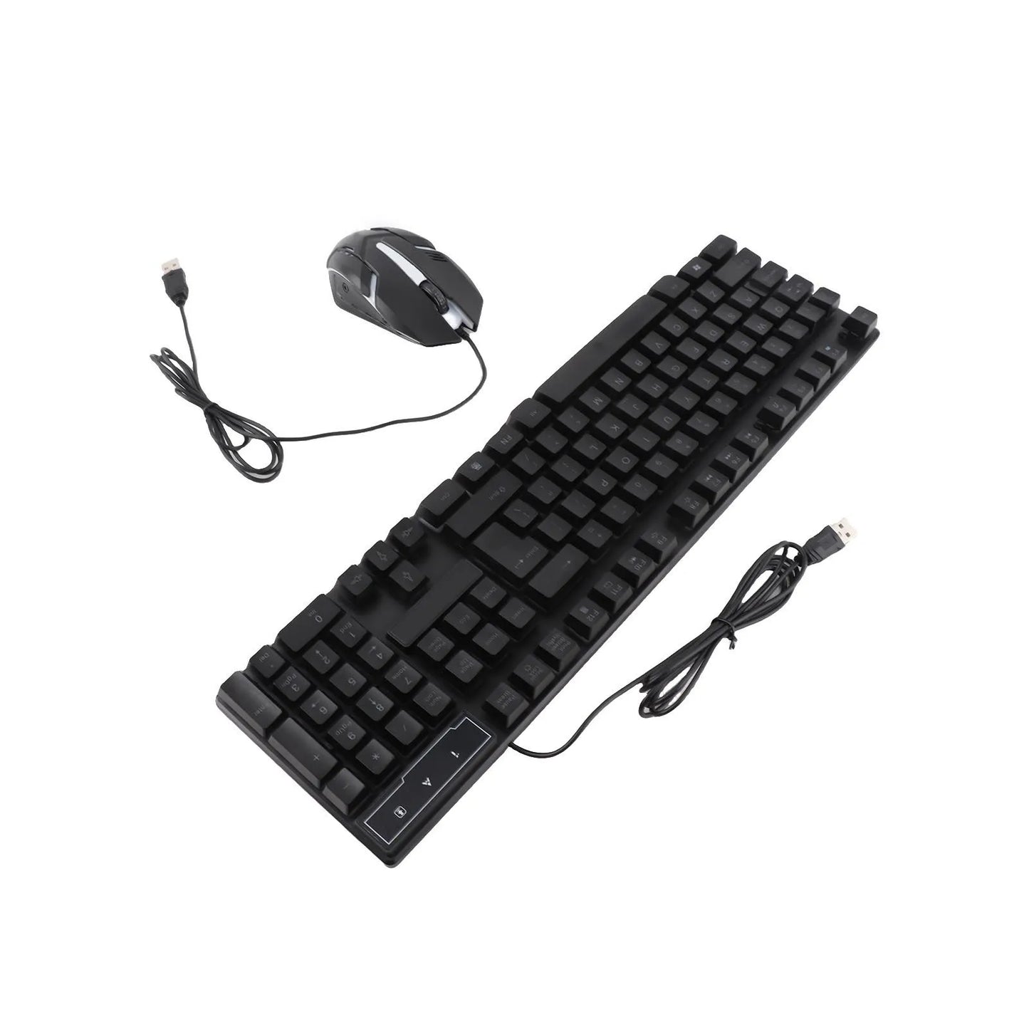 Combo gaming 4 pezzi tastiera e mouse, tastiera ergonomica 104 tasti, mouse con luce breathing a 4 colori, cuffie e tappetino per mouse antiscivolo