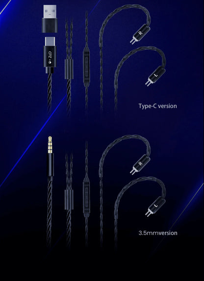 Auriculares gaming HiFi con cable EPZ G10 – Monitores intraaurales Type-C y 3.5mm con DAC, aislamiento de ruido, cable desmontable y micrófono