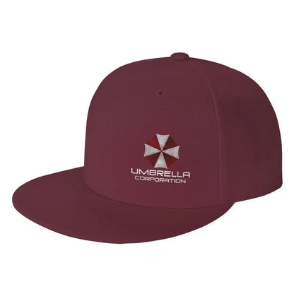 Umbrella Corporation Flat Bill Hats for Men Snapback Skull Hats Black Hat for Teens Boys Skateboard Hats Hip Hop Baseball Cap