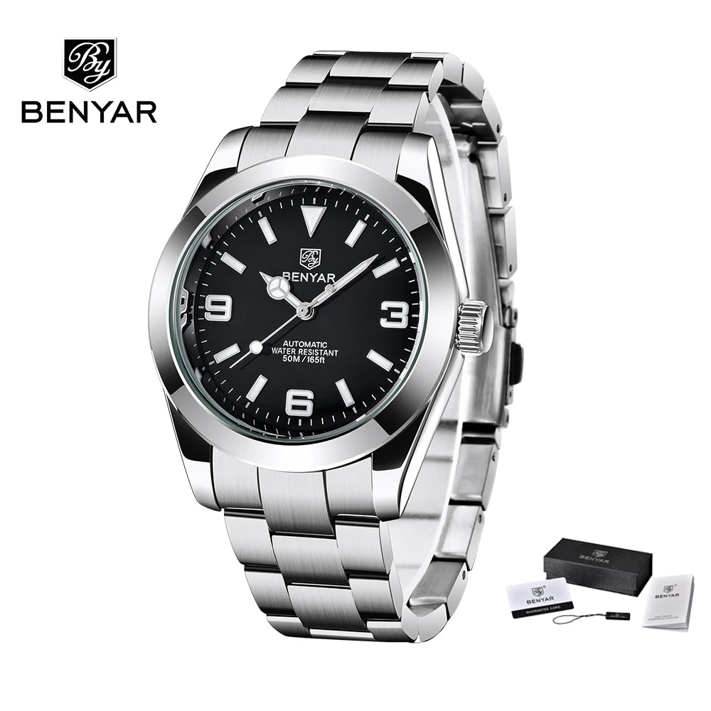 BENYAR 2025 Nuovo orologio meccanico automatico da uomo, stile business e sportivo di lusso, impermeabile 50M, orologio da uomo