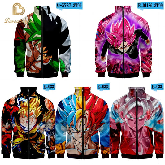 New Fashion Dragon Ball Print Stand Collar Zipper Hoodie Men Women Zipper Hoodies Jackets Long Sleeve Sport Hip Hop Sweatshirts