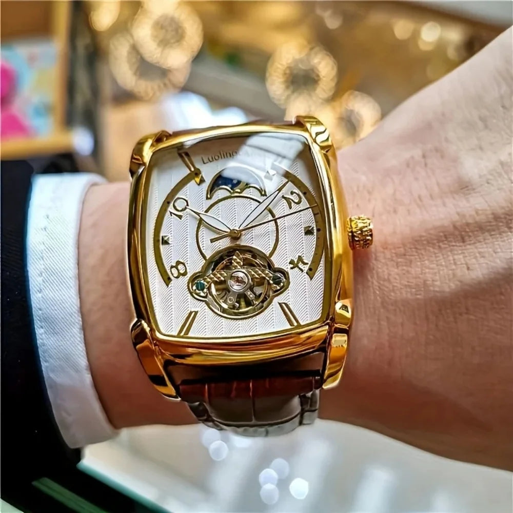 [Luksuzni mehanički sat s tourbillonom] Lagani luksuzni mehanički sat s tourbillonom za muškarce – vrhunski, potpuno automatski model u trendi 'skelet' stilu, idealan za poslovnu odjeću o
