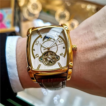 [Luksuzni mehanički sat s tourbillonom] Lagani luksuzni mehanički sat s tourbillonom za muškarce – vrhunski, potpuno automatski model u trendi 'skelet' stilu, idealan za poslovnu odjeću o