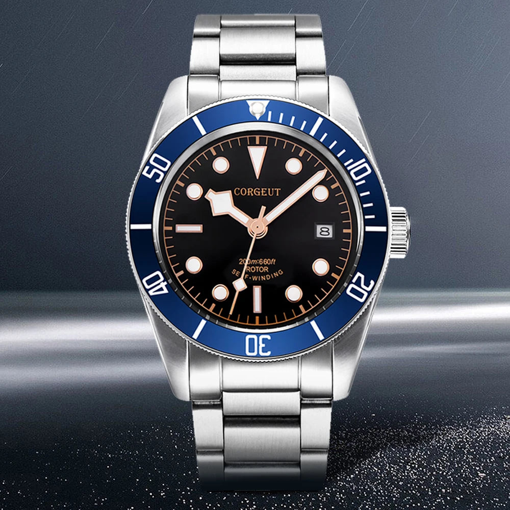 CORGEUT Japan Movement Biwan Snowflake Business Luxury Men Watches Sapphire Glass Automatic Mechanical Diving Date Watch for Man