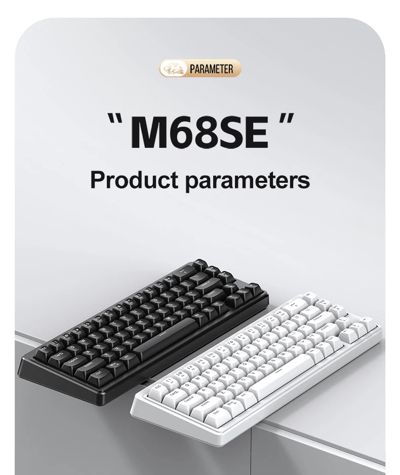 FREEWOLF M68SE Teclado mini con cable de 68 teclas, retroiluminación RGB, Type-C, diseño 68%, compacto para gaming, oficina, PC y portátil