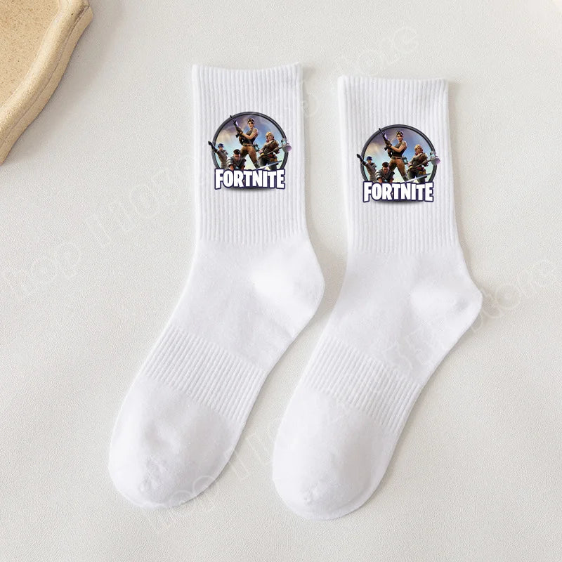 Fortnite Socks Cartoon Game Character Long Sock for Kids tudents in Spring and Autumn Solid Color Cotton Socks Birthday Gifts