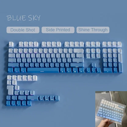 Nuevas teclas para teclado mecánico gaming 60/64/84/98/108 con interruptores MX, 135 teclas OEM PBT con grabado lateral y color degradado rojo y negro