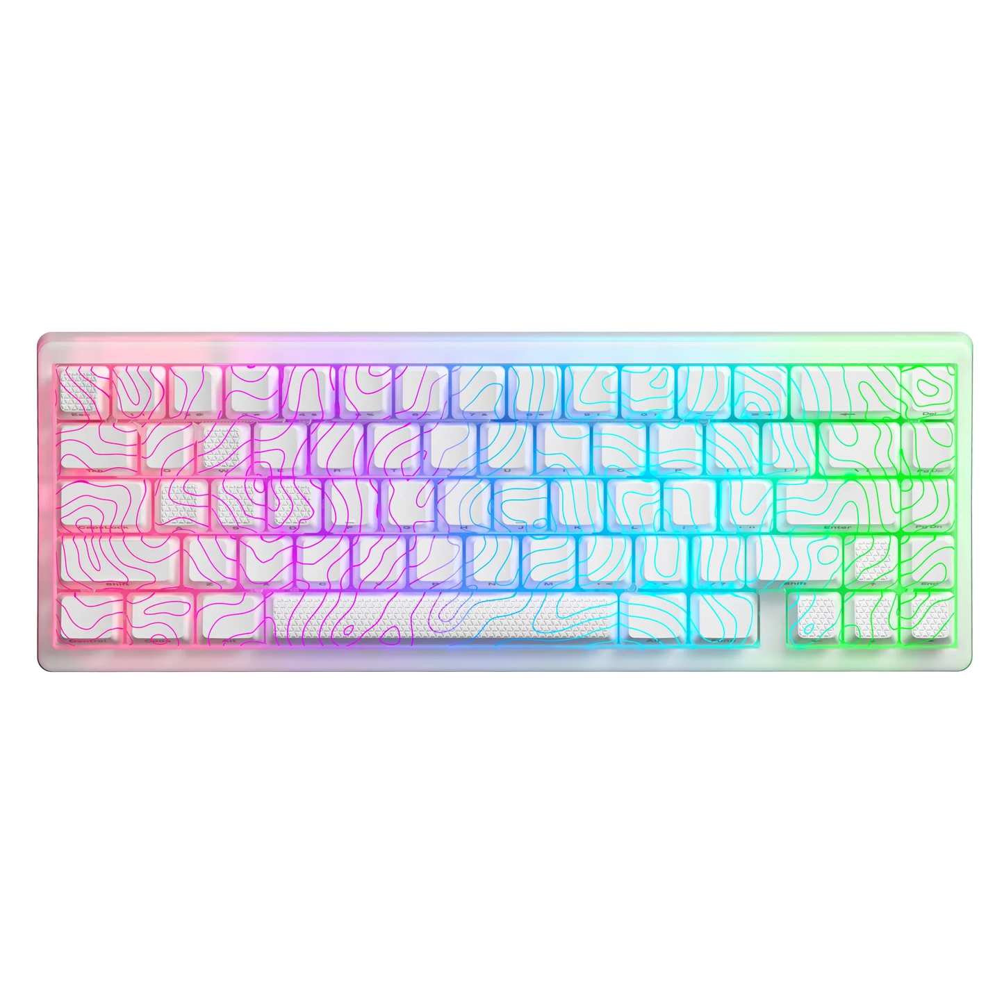 Teclado mecánico inalámbrico XVX M67 JadeStone con teclas IMD-Tech, trimodo, diseño topográfico blanco gamer y estructura gasket