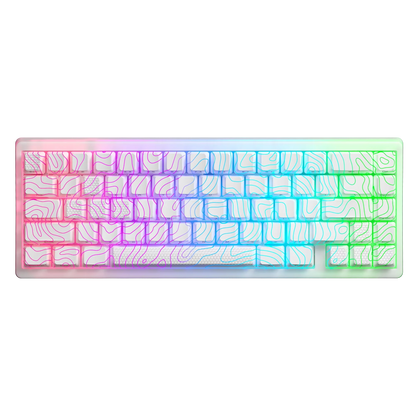 Teclado mecánico inalámbrico XVX M67 JadeStone con teclas IMD-Tech, trimodo, diseño topográfico blanco gamer y estructura gasket