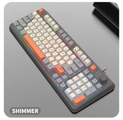 Keyboard K81 Gaming Keyboard 81 Key 80% Layout Spanish Russian Korean Arabic Keyboard USB Wired RGB Light Volume Knob Ergonomics