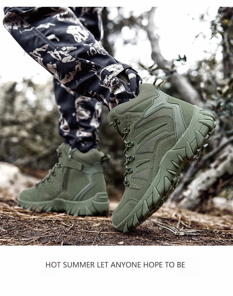 Botas tácticas mejoradas de entrenamiento de combate para hombre, calzado outdoor para camping antidesgaste de respuesta rápida, zapatillas de senderismo para pesca y caza para hombre