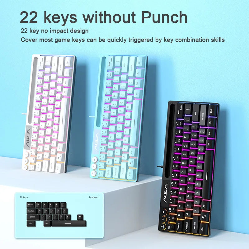 AULA F3061 Wired RGB Gaming Keyboard Membrane Keyboar 60% Gamer klawiatura pc teclado de computador usb teclados cute key board