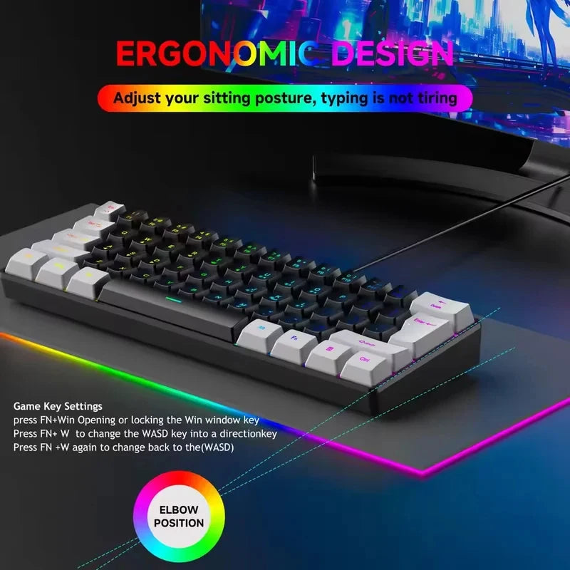 2026 New Best-Selling Portable Wired Mini-Mechanical Keyboard K61 Mini-Keyboard, Suitable For Playing Games, Compact And Conveni