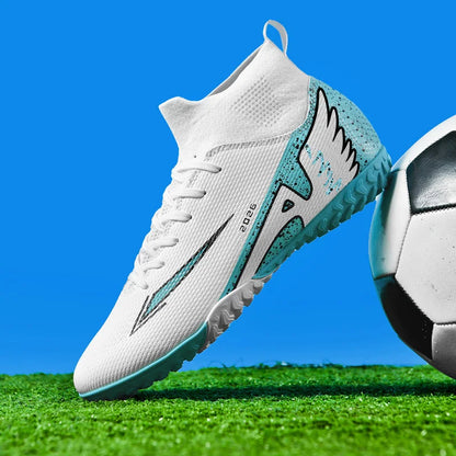 Nouvelles chaussures de football pour hommes, chaussures de soccer de haute qualité pour l'extérieur, chaussures de sport ultralégères pour l'intérieur, chaussures de sport antidérapantes à cheville haute, chaussures d