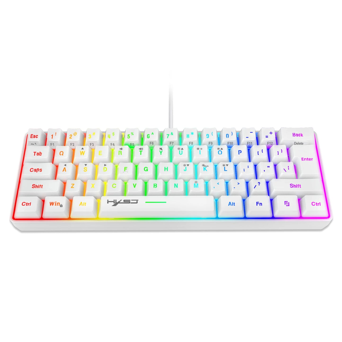 Nuova mini tastiera gaming cablata con membrana sottile, 61 tasti, illuminazione RGB Touch, combinazioni rapide multiple, ideale per gaming e ufficio