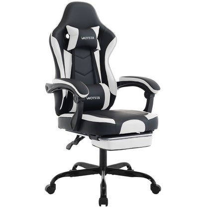 Silla gaming WOTSTA con reposapiés, silla para gamers ergonómica con cojín lumbar, reposacabezas y altura ajustable para ordenador