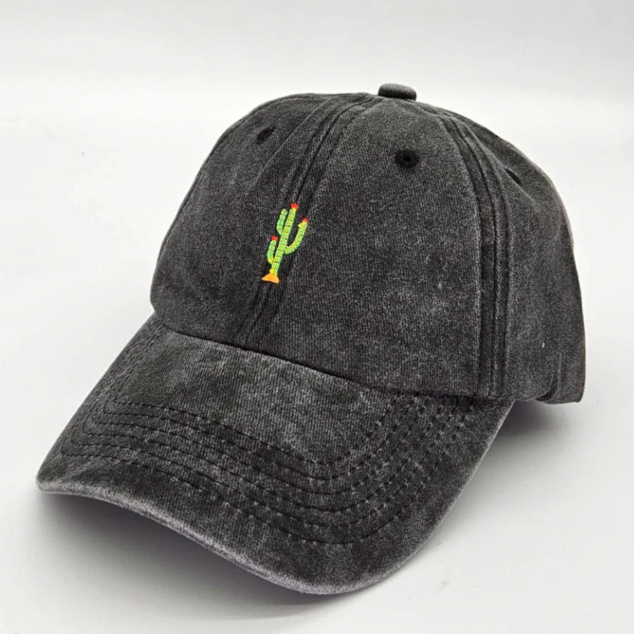 Casquette de baseball vintage souple avec broderie « Mini Cactus » pour homme et femme, effet délavé, pour le sport, la pêche, papa, visière, été, automne, casquette à visière